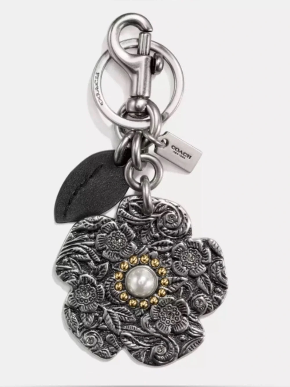 Coach Tooled Tea Rose Bag Charm